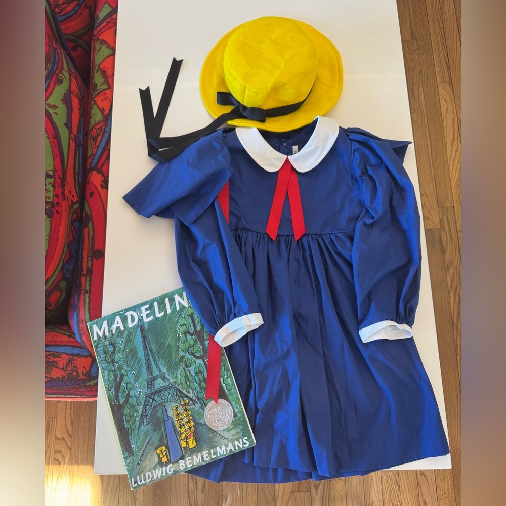 *NEW* MADELINE COSTUME Handmade Blue Dress + Cape + Hat (book not included)